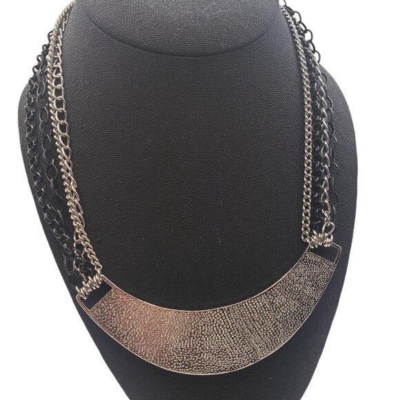 NY & Co. Black Enamel 4 Strand Chain Bib Necklace - Picture 8 of 12